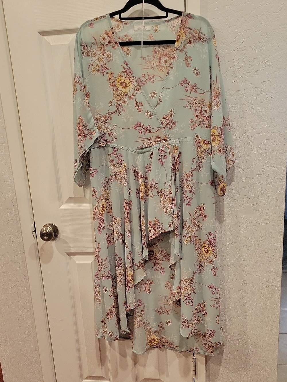Light Blue Floral Wrap Maxi Dress